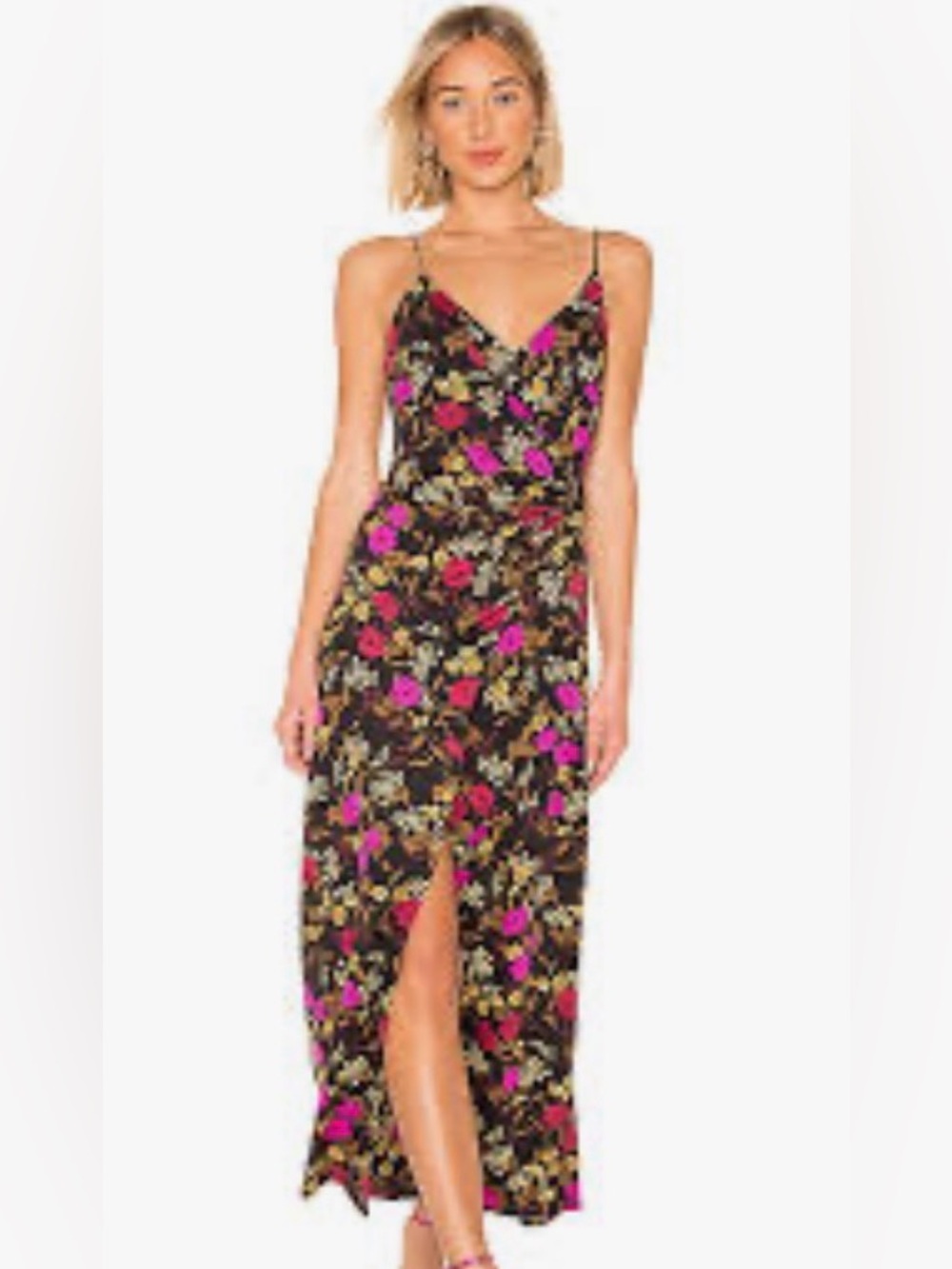 ASTR The Label Dress Midi Floral Wrap Front Large